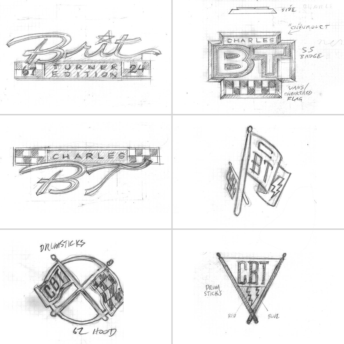 Brit Turner logo — initial sketches