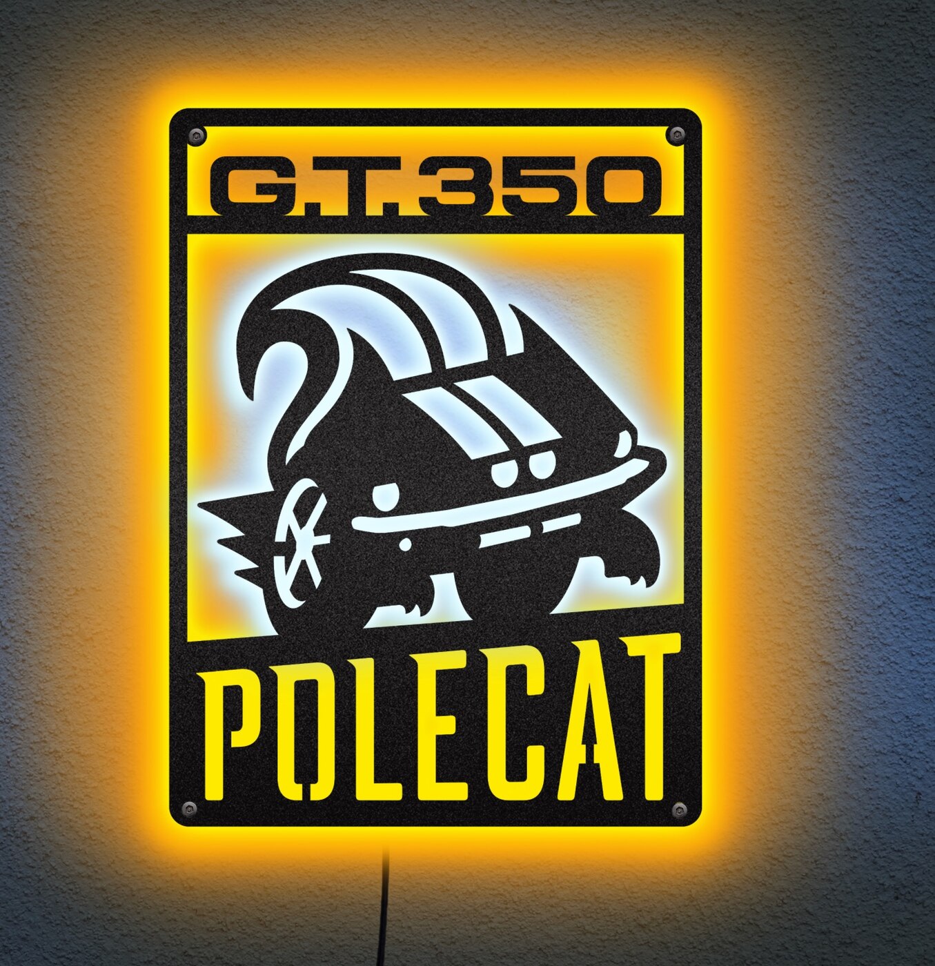 Polecat LED sign — detail
