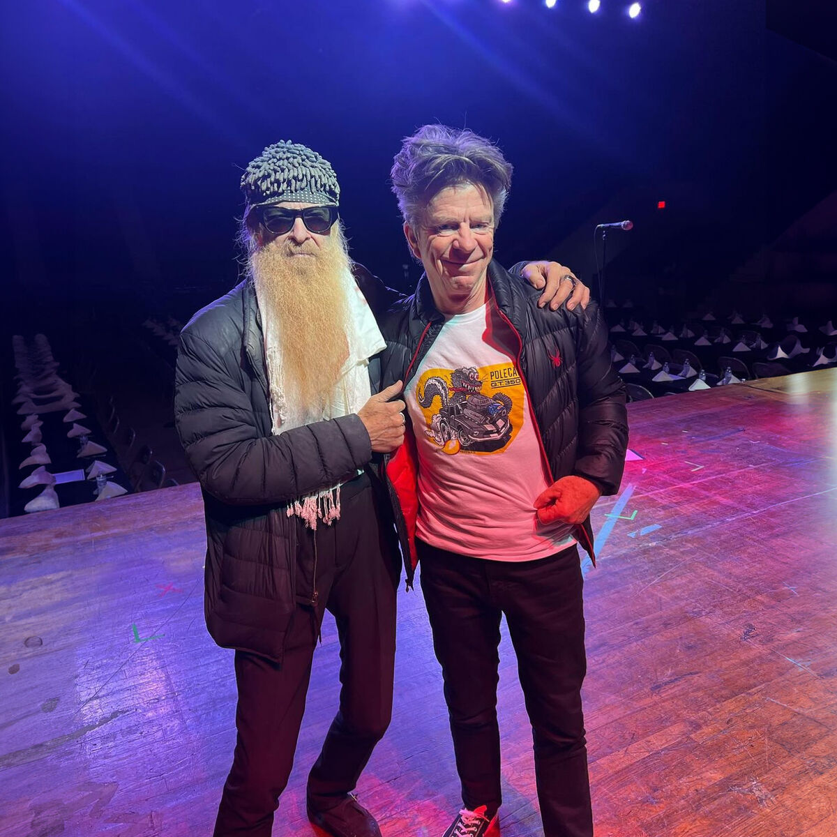 Chris Layton and Billy Gibbons wearing the Whipper's Monster shirt