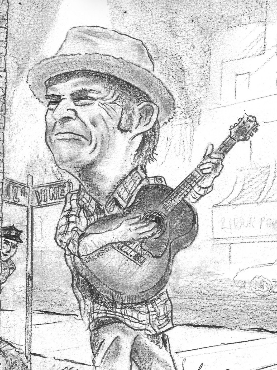 John Hiatt caricature — detail